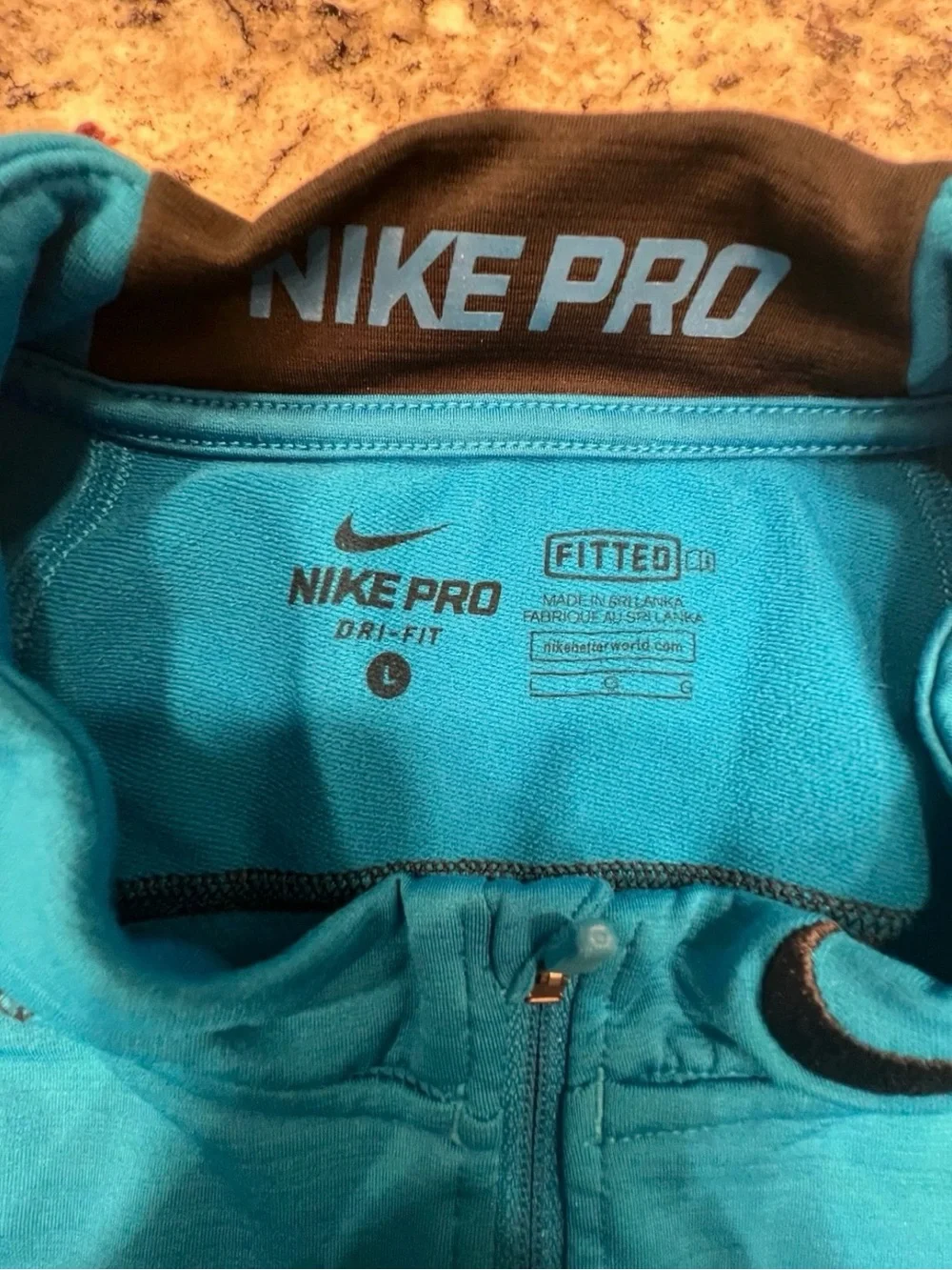 Nike Pro Dri-FIT Fitted 1/4 Zip Pullover Mock Neck Long Sleeve Blue/Black
